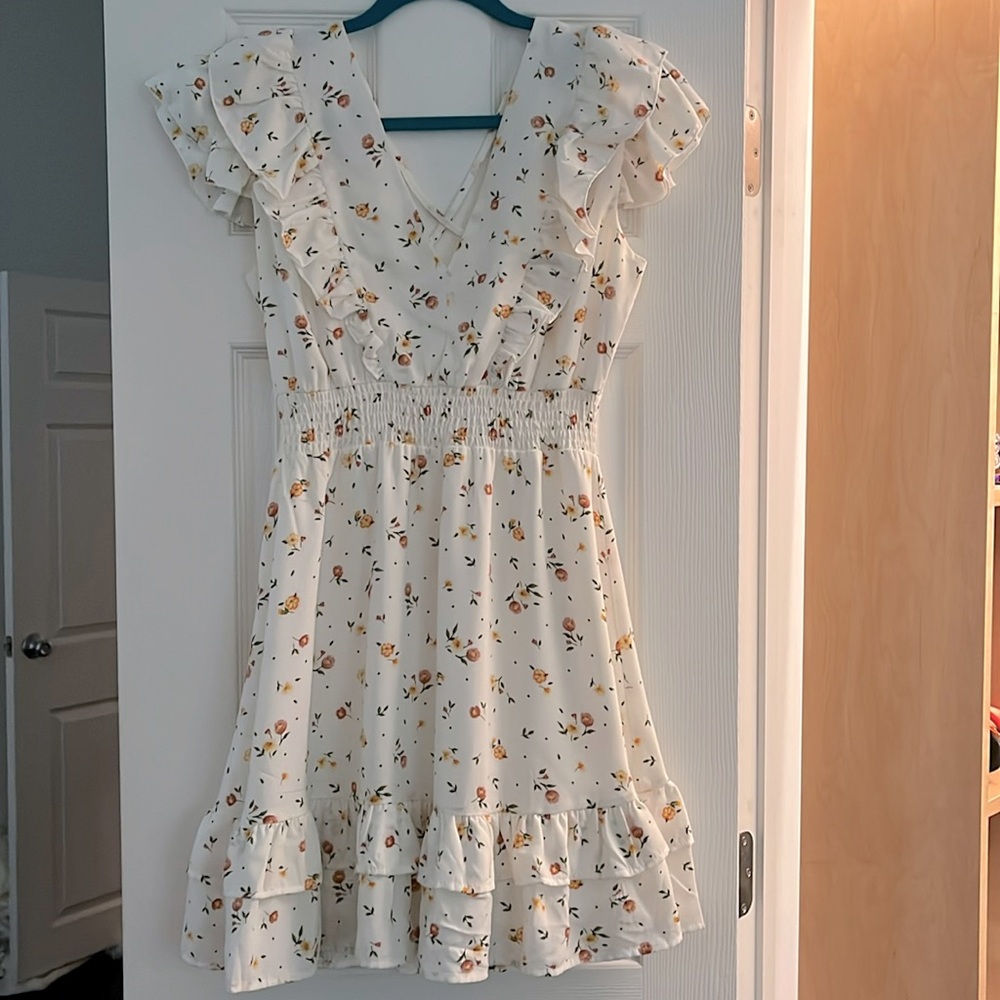 Aqua flutter sleeve sundress